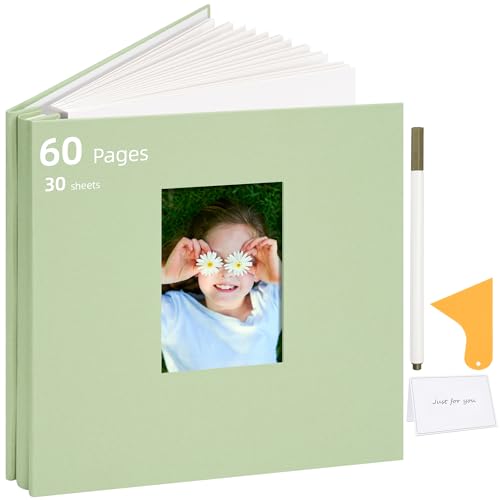 Remowith Large Self Adhesive Photo Album Scrapbook with Window Linen