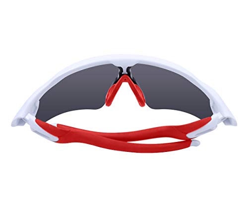 Image of SAUCER Replacement Nose Pieces Pads & Earsocks Temple Sleeve Rubber Kit for Oakley Radar EV Path OO9208 | Radar EV Pitch OO9211 | Radar EV Advancer OO9442 Sunglass - Red + Red