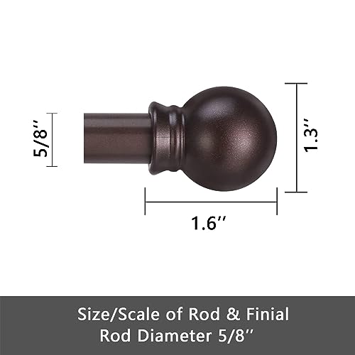 Image of GXOACKJ 2 Pack Brown Curtain Rods for windows 66 to 120 inch, 5 /8 inch Splicing Heavy Duty Metal Curtain Rod Set with Brackets