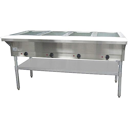 FSE ST-240/4 63' Open Well Steam Table Electric with Four Wells, Cutting Board, Stationary