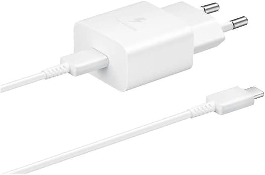 Samsung 15 Watt USB Type-C fast charging adapter, data wired charger, white