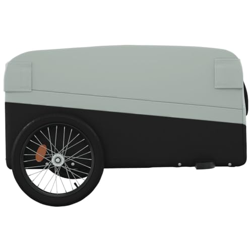 Fasba Fahrradanhänger, Anhänger für Fahrrad, Lastenanhänger mit Deichsel Sicherheitsflagge, Transportanhänger, Schwarz und Grau 45 kg Eisen