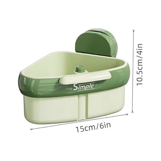 Suction Cup Sink Strainer: Plastic Sink Storage Rack Holder, Triangular Sinks Basket Shelf with Suction Cup Sucker, Corner Hanging, Rust Resistant, for Kitchen Bathroom Dishware ? (Green)