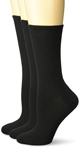 Hanes Women's ComfortFit Cushion Crew Socks 3-Pack, black, 9-11 (Shoe Size 5-9)
