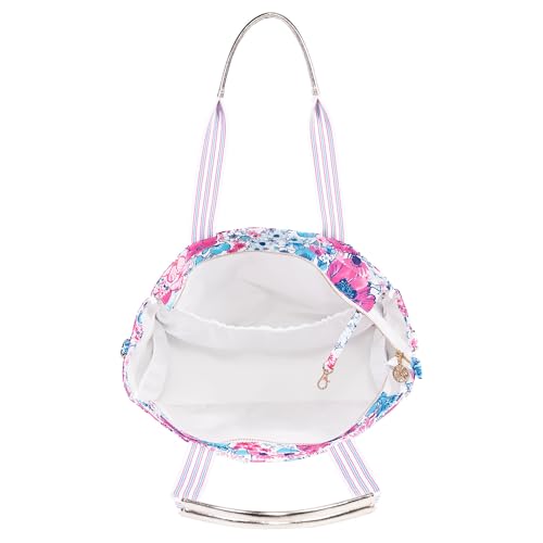 Lilly Pulitzer Pickleball Bag with Crossbody Strap, In All Her Glory | Pink & Blue Floral Sports Storage for 2 Paddles, Zipper Pocket, Waterbottle Sleeve, Adjustable Strap and Gold Details - Image 3