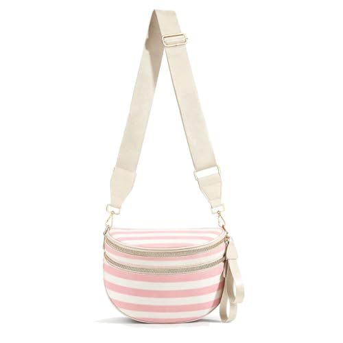 Image of hibear Checkered Crossbody Bag Spacious Bum Bags for Women Nylon Crossbody Fanny Packs Checkered Purse Belt Wallet