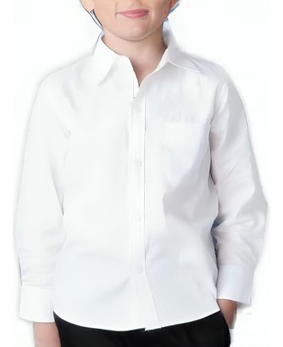 La Mejor Selección de Camisas para Niño los mejores 5. 48 MR. GADGETS Camisa Escolar, Manga Larga, Camisa de Vestir, Infantil, Juvenil, Uniforme Escolar, Bolsillo en Pecho, Color Blanco, Talla 2 hasta 18. (MX/US, Numérica, 8, 10,...
