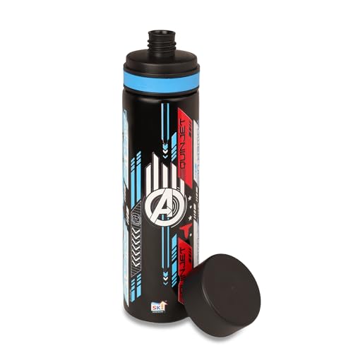 Image of SKi Homeware ALIA Premium Stainless Steel Sipper Bottle for Kids | 3D Disney Touch & Feel Print | Wide Mouth + Sipper | BPA-Free, Odorless | 900ml | Leak-Proof | Carrying Sling (Avengers)