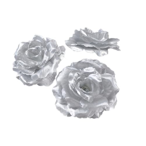 Anevous Lot de 20 têtes de roses artificielles - Pour bricolage, mariage, fête, fête des mères, décoration de maison, argent