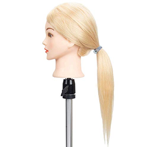 GEX 100% Blonde Human Hair Training Practice Head Styling Dye Cutting Mannequin Manikin Head Without Wig Clamp 613# (26") - Thumbnail 4