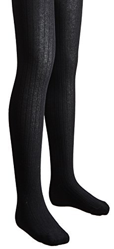 Sportoli Girls Ribbed Cotton Hold and Stretch Footed Winter Tights - Black (size 8/10)2