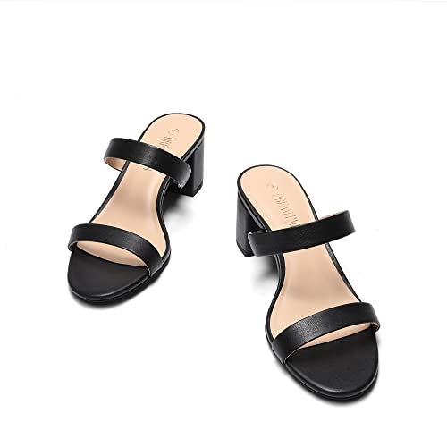 DREAM PAIRS Women's Comfort Block Slip On Mule Heels,Black/Pu,9 - image 7