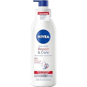 NIVEA Body Lotion Repair & Care, Körpercreme für sehr trockene Haut & zur Linderung von Spannungsgefühlen, Körperlotion mit Glycerin, Niacinamid & Provitamin B5t (250 ml)