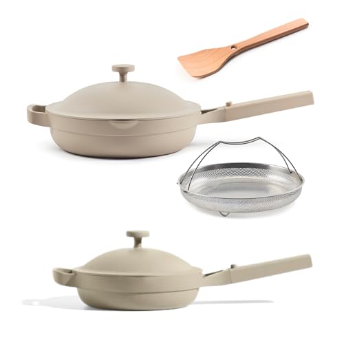 Image of Our Place Always Pan Duo - Standard & Mini Always Pan 2.0 Bundle | Multi-Functional Cookware Set Replaces 20 Pieces | Steam