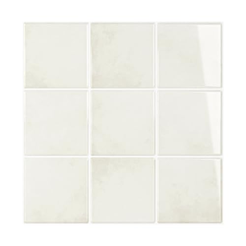 VEELIKE Cream Beige Backsplash Tile Peel and Stick Backsplash for Kitchen 12 Sheets Self Adhesive Square Wall Tile Stickers 12''x12'' Waterproof Back Splash Stick on Tiles for Bathroom Laundry Room RV