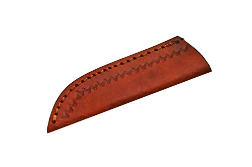 Damascus 6.25" Mini Stag/Wood Handle Hunting Knife With Sheath #TOP2