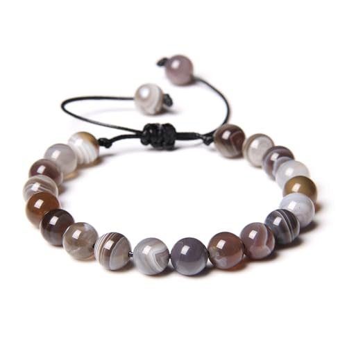 Pulseras piedra natural labradorita gris tipo brazalete de cuentas de moda 4