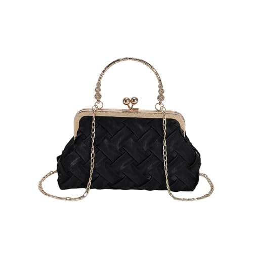 RPAEOY Bolso Mujer Elegante Clutch Bolso de Hombro Bolsos de Noche de Boda de Piel Sintética con Asa Superior Crossbody Mensajero Bolsos para Boda Exterior Cumpleaños Prom Negro