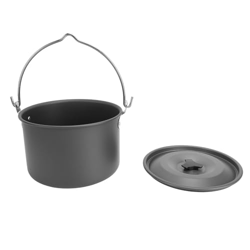 Steel Tea Kettle Camping Pot with Hanging Handle Anti Slip Coating Camping Water Boiler Stovetop Teapot Kettle for Water Heating Hiking Picnic Camping Kettle Stainless Gardening