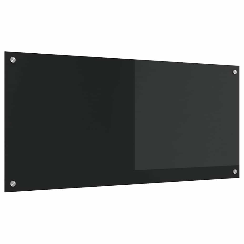 vidaXL Rivestimento da Cucina Nero 110 x 50 x 0,6 cm Vetro temperato, Arredo Cucina Elegante, Rivestimento Moderno, Protezione Termica in Vetro, Pannello Facile da Pulire