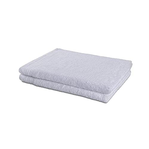 SABANALIA - Toalla Rizo Americano 600 grs, 100% algodón, Alto Grosor, Sorprendente Capacidad de Secado, Gran Capacidad para Absorber Agua, Pack 2 - Lavabo 50x100, Blanco