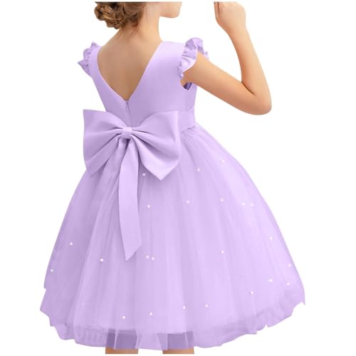 Flower Girl Dresses for Wedding, Girls Puffy Tulle Dress Ruffle Sleeve Birthday Party Princess Ball Gown2