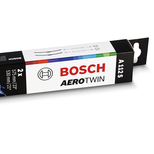 Image of Bosch Wiper Blade Aerotwin A112S, Length: 575mm /530mm - Set of Front Wiper Blades - Only for Left-Hand Drive (EU) | Driver and Passenger Side Original Equipment Replacement Blades