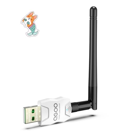 Class 1 Long Range Bluetooth Adapter for PC, QGOO USB Bluetooth Adapter for PC 5.3+EDR, Bluetooth Dongle Bluetooth Receiver Support Windows10/8.1/8/7?white-229?