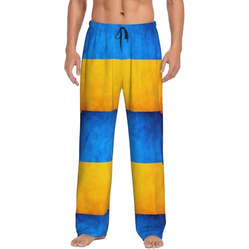 Pantalon de pyjama imprimé drapeau ukrainien noir - Bas de nuit ample taille S
