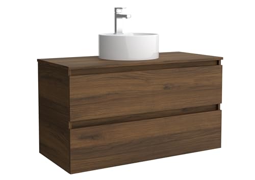 Salgar Mueble de baño Bequia 100cm + Encimera + Lavabo posar | Nogal|100x45x56