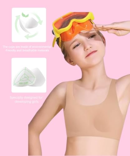 YACCA Girls Seamless Bra Ultra Comfort Soft,Removable Thin AA Cup,Invisible Dig-Free Teen Bras2