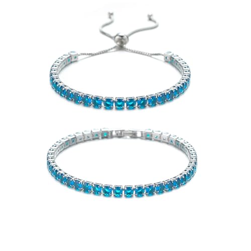 ZKJTEARY Siliver Tennis Bracelets for Women Cubic Zirconia Tennis Bracelets Birthstone Bracelet Jewelry Birthday Valentine Mothers Day Gift for Women Mom Wife Her (December-Tanzanite)