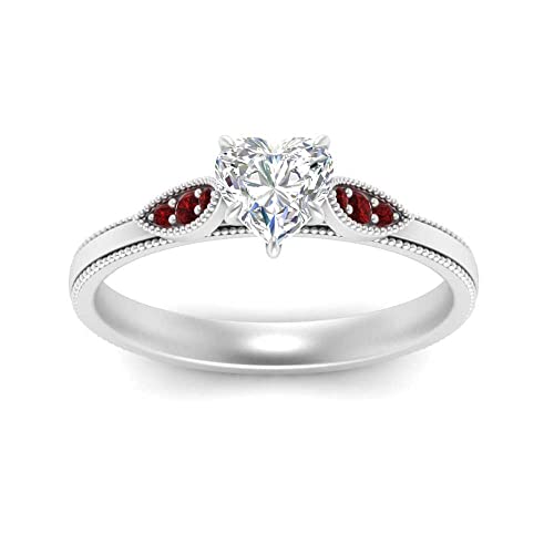 Image of Choose Your Gemstone Milgrain Simple Diamond CZ Ring Sterling Silver Heart Shape Milgrain Engagement Rings Everyday Jewelry Wedding Jewelry Handmade Gifts for Wife US Size 4 to 12