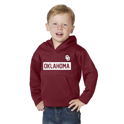 Little King NCAA Toddler Boys Polyester Performer Hoodie Sweatshirt with Team Colors-Oklahoma-Crimson-4T