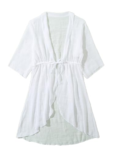 Milumia Girl's Tie Front Chiffon Kimono Swimsuit Bathing Suit Beach Cover Up