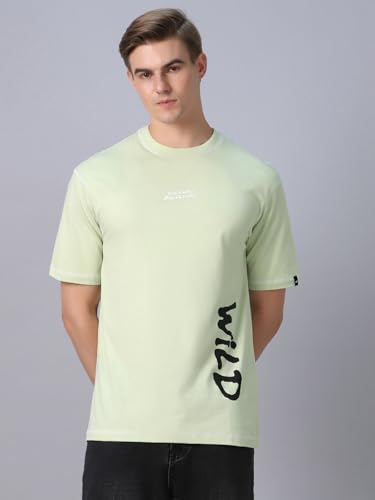 Image of Bewakoof Men's Cotton Typography Oversized Fit Half Sleeve Round Neck T-Shirt | Casual Wear | Street Wear | Oversized t Shirt for Men Cotton | Baggy
