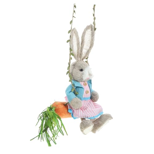 イースターの飾り わらウサギの置物 わらウサギとニンジン イースターウサギの飾り イースターウサギの像 春のパーティーテーブルデコレーション 庭のウサギの置物 わらを編んで作った