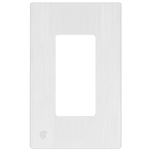 Image of ENERLITES Brushed Screwless Decorator Wall Plate Child Safe Outlet Cover, Size 1-Gang 4.68 inch H x 2.93 inch L, Unbreakable Polycarbonate Thermoplastic, SI8831-BW, Brushed White