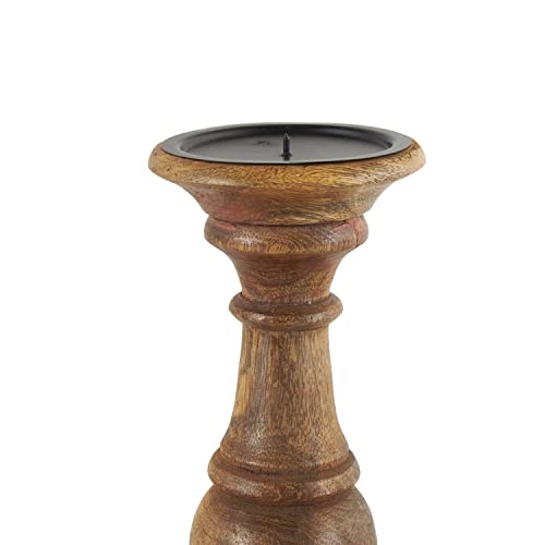 Deco 79 51536 Mango Wood Decorative Candle Holder Turned Style Pillar Candle Stand thumb #3