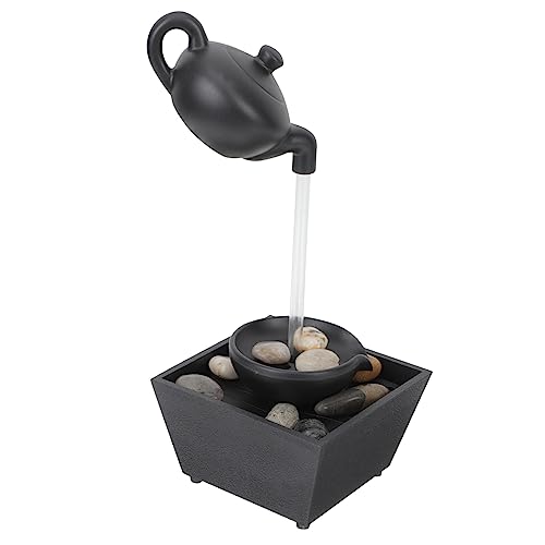 VANZACK Fuente de Mesa Decorativa en Cascada Negra sin Batería, Adorno de Escritorio Fengshui Rocas para Volteretas, Decoración de Oficina y Hogar para Ambiente Tranquilo y Creativo