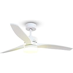 Ventilador Inspire Aruba Plus Grunkel - Ventilador de Techo con luz LED y aspas de plástico - SKYECO - Motor DC. Mando a distancia. 6 velocidades. Temporizador 8 horas - 25W (Blanco) (132cm diametro)