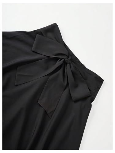 GORGLITTER Women's Bow High Waisted Pleated Midi Skirts Faldas Tie Belted A Line Flowy Skirts Dressy Casual 20253