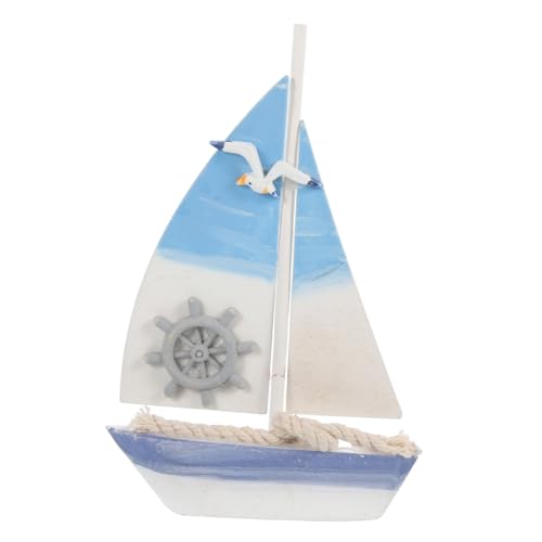 WEKAMOS de Barco de Vela Decorativo de Madera Adorno Náutico para Hogar Sala y Dormitorio Diseño Pequeño con de Timón Artesanía Duradera y Estilo