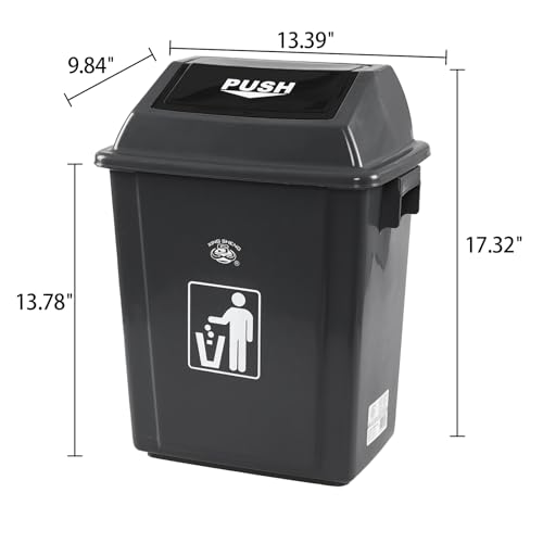 4 Canecas de basura plásticas con tapa basculante, 5 galones, gris miniatura 2