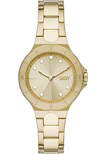 DKNY Reloj para mujer Chambers Quartz/3 Movimiento de aguja 34mm caja con correa de acero NY6655