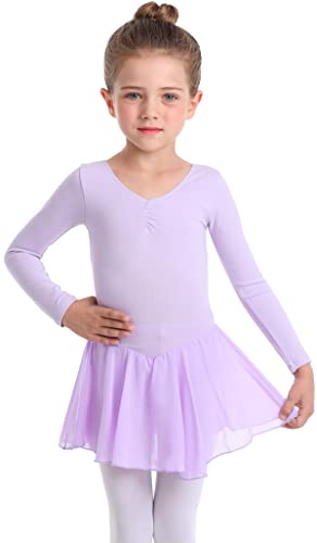 Image of MdnMd Toddler Ballet Leotards for Girls Dance Leotards with Skirt Gymnastic Ballerina Outfit Dress Classic Short Sleeve