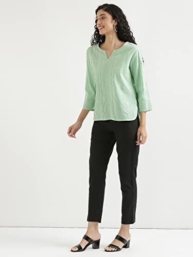 Image of SAADAA Everyday Cotton Top | Women's Regular Solid Color Top | Casual /Office Wear