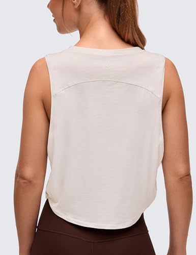 Image of CRZ YOGA Pima Cotton Dropped Armhole Tank | Workout, Naturally Soft, Loose Fit, Crop, Crewneck, Knotted Sides, Sleeveless Tops for Women