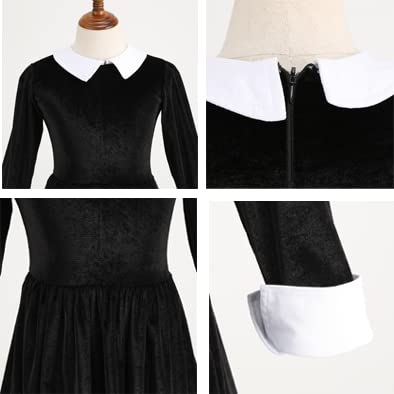 Vestido negro con cuello Peter Pan para niñas 3-12 años miniatura 4