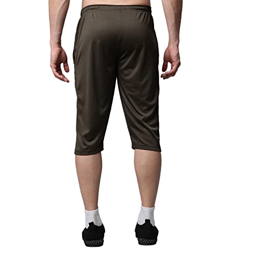 Image of Mack JONNEY Dryfit Lycra Solid Multicolor 3 /4th Capri for Men (Pack of 3)-Dryfit D13 BLK Gry OLV 03-M